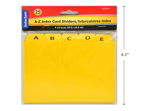 Index Card Dividers A - Z  4"x 6" 25Pk