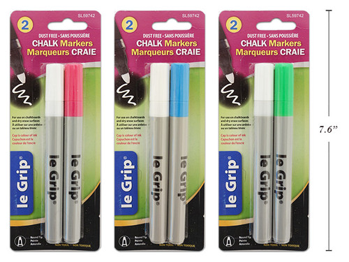 Chalk Marker Round Tip/Assorted Colors 2Pk