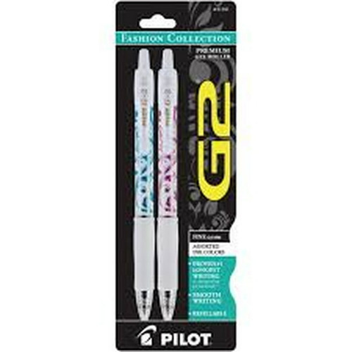 Pen G2 Fashion Collection White-Assorted Colors/Fine (Retractable) 2Pk