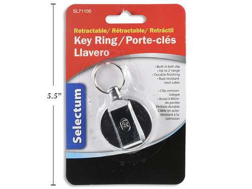 Key Ring w/Belt Clip Retractable