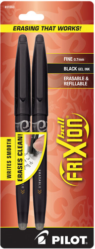 Pen Frixion Erasable & Refillable Black/Fine 2Pk