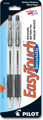 Pen Easytouch Retractable Black/Medium 2Pk