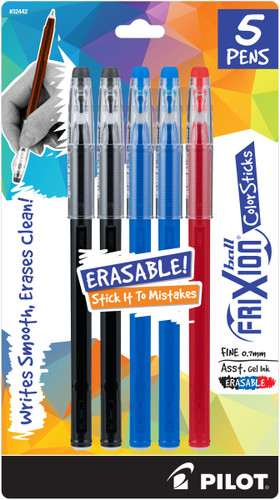 Pen Frixion Color Sticks Classic Assorted Inks/Fine 5Pk