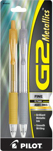 Pen G2 Metallics Retractable Assorted Inks/Fine 2Pk