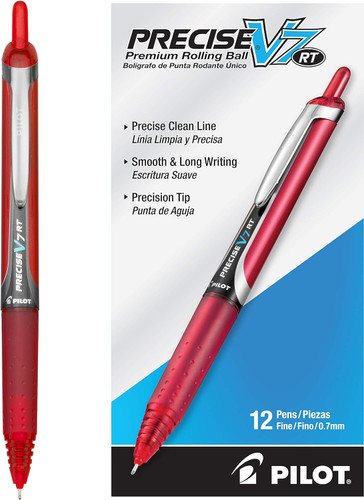 Pen Precise V7 Retractable Select Colors (Black,Blue or Red)/Fine 12Pk