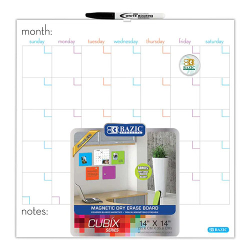 Dry Erase Calendar-Magnetic/Tile-Cubix 14"x 14"