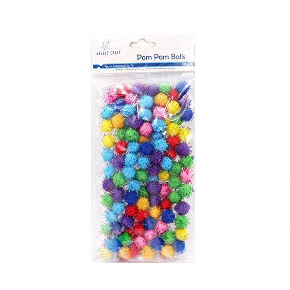Pom-Poms Asst'd Glitter .78" Pk/80