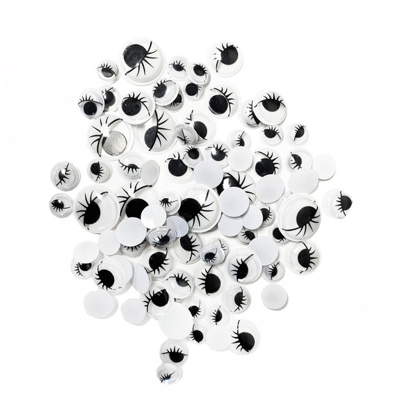 Eyes- Googly Black & White with Lashes Pk/88