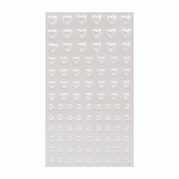 Stickers-Acrylic Hearts Pearl Effect White 100ct.