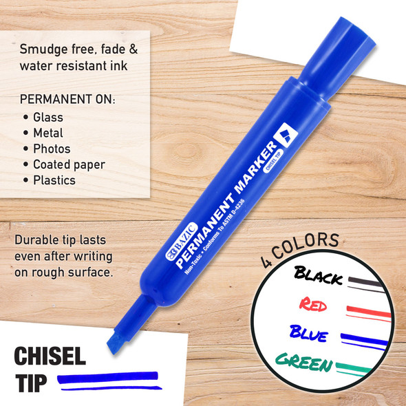 Markers Bazic Assorted Colors/Chisel Tip 3ct. Markers Bazic Assorted Colors/Chisel Tip 3ct.