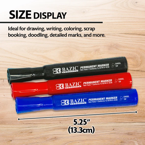 Markers Bazic Assorted Colors/Chisel Tip 3ct.