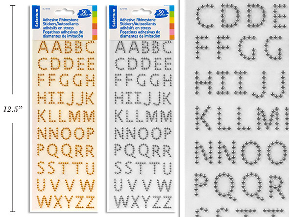 Stickers-Rhinestone Letters Gold & Silver 50ct.