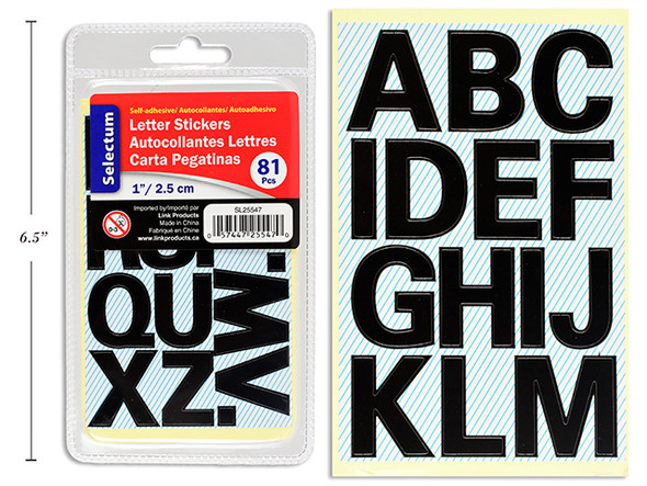Letter Stickers 1" Black  81ct.