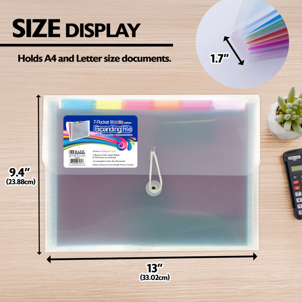 Expanding File 7 Pockets/Letter/Rainbow/Plastic