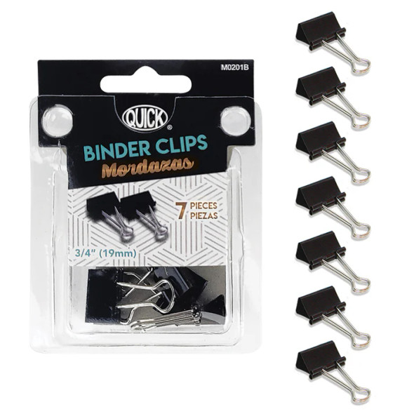 Binder Clips 3/4" Black 7ct