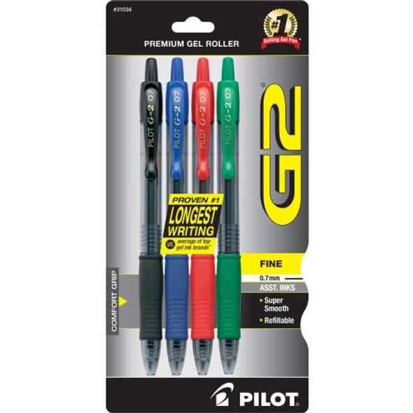 Pen G2 Pastels Assorted Inks/Fine (Retractable) 4ct.