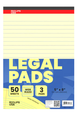 Writing Pad 5"x 8" Canary 3ct. (Micro-perforated Sheets)