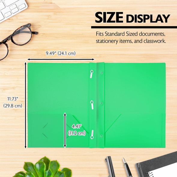Portfolio-2 Pockets/3 Fasteners Assorted Colors-Plastic