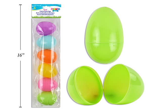 Easter Eggs 3.25" Pastel Colors Fillable 6ct. (24pk/Ctn)
