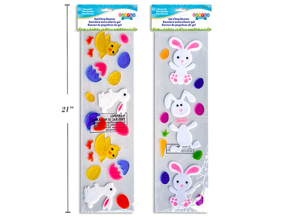 Window Cling Gel Banner 19.5"x5.5" 2 Assorted Designs (24pk/Ctn)