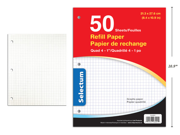 Graph Filler Paper 4 to 1" Quad 50 Sheets