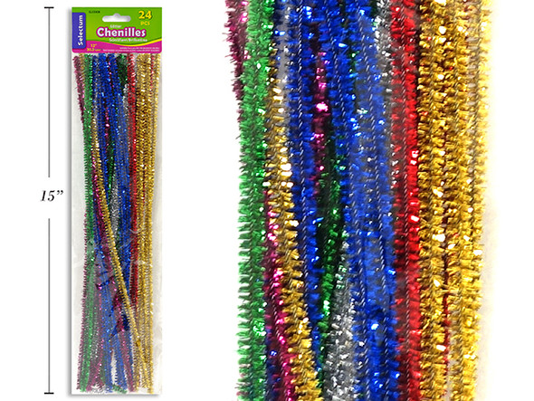 Chenille-Assorted Colors 12" 24ct. (Glitter)