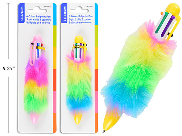 Ball Point Pen-Plush Barrel 6 Assorted Colors Ink