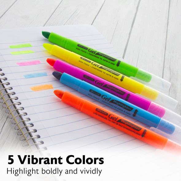 Highlighters Fluorescent Colors-Gel 5ct.