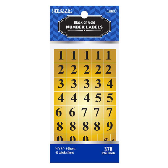 Labels-Numbers Gold/Black 378Pk
