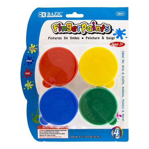 Finger Paints-Assorted Colors 40ml 4Ct.