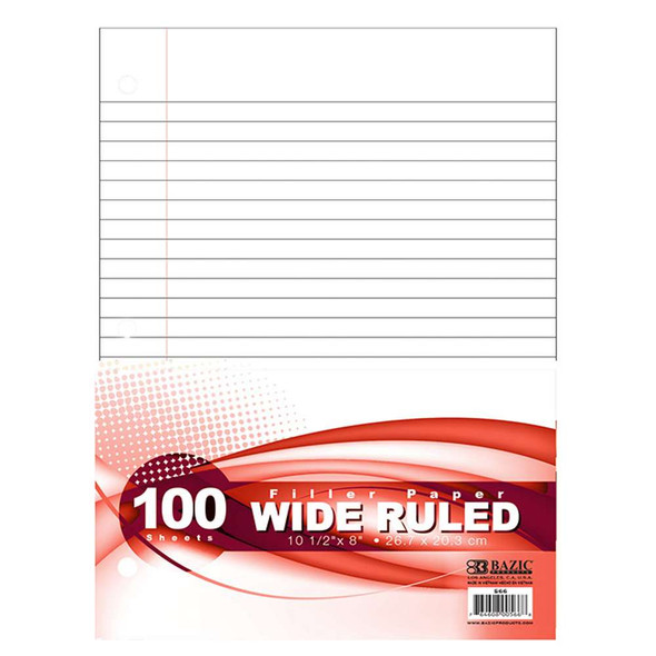 Filler Paper-100 Sheets (Wide/Ruled)