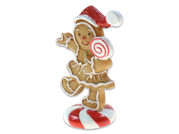 Tabletop Decoration-Gingerbread Girl 3.3in x 2.4in Xmas Polyresin  2 Cols.Pbh., MOQ:12