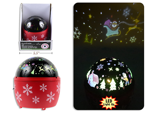 Projector w/Try-Me 5in Xmas B/O LED Winter Scene Water Ball 63.5mm(W). White Box w/LBL. English Only, MOQ:6
