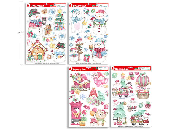 Window Clings (Glitter) Sketched Old Fashion 2 Asst. Styles., MOQ:24