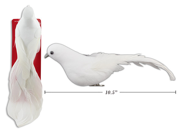 Clip Ornament-Flocked White Dove . t.o.c., MOQ:12