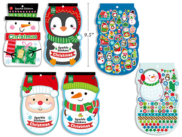 Sticker Book 4 Sheet Xmas Laser 4 Asst. English Only, MOQ:12