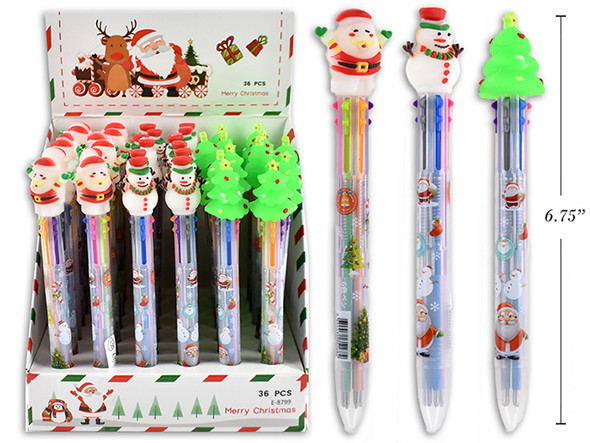 Pen 6.25in Xmas 6-in-1 Click Ballpoint  3 Asst.Styles. 36/Dsp., MOQ:36
