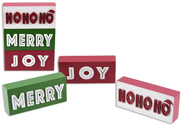 Tabletop Decoration-Xmas 2-Layers Rectangular MDF Block  4.72in(L) x 2.16in(H) 3 Asst.Styles., MOQ:12