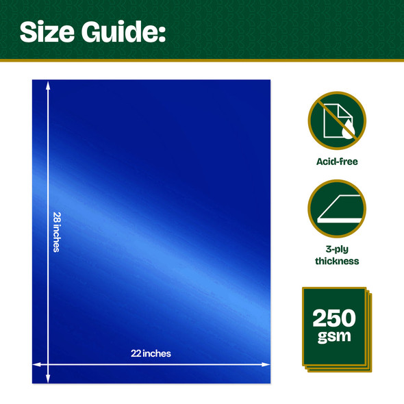 Poster Board-3 Ply 22"x 28" Metallic Blue (25/Box)