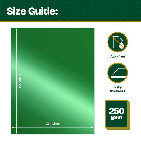 Poster Board-3 Ply 22"x 28" Metallic Green (25/Box)