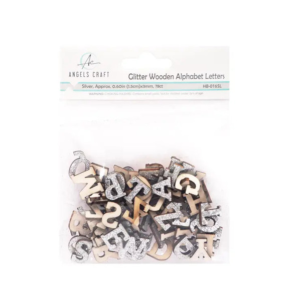 Craft Letters Silver-Wood/Glitter 78ct.