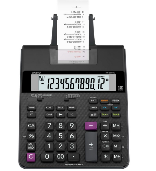 Printing Calculator 12-Digits Desktop (Mini) (HR-200RC)