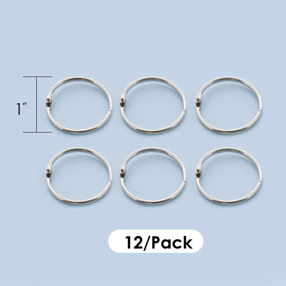 Book Rings 1" Metal/Nickel Plated 12ct.