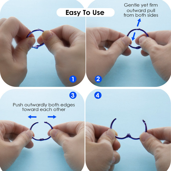 Book Rings 1" Metal/Assorted Colors 10ct.