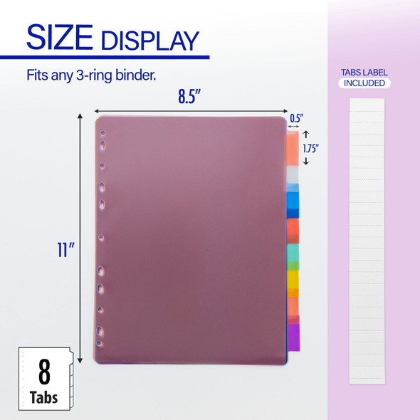 Index Dividers-8 Tabs (Color Tabs)(Plastic)