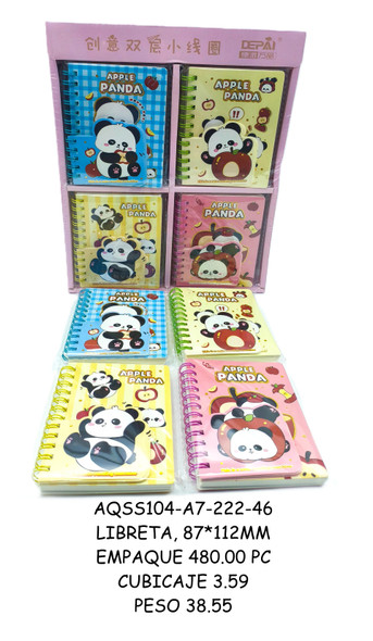 Memo Book 4 x 3" Spiral/Panda Design