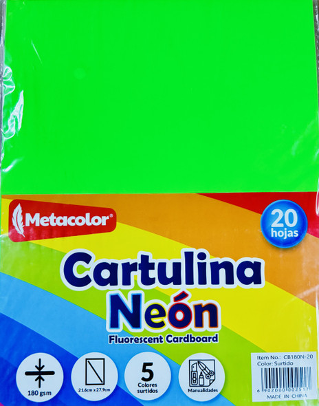 Cardstock Asst Neón [pk-20]