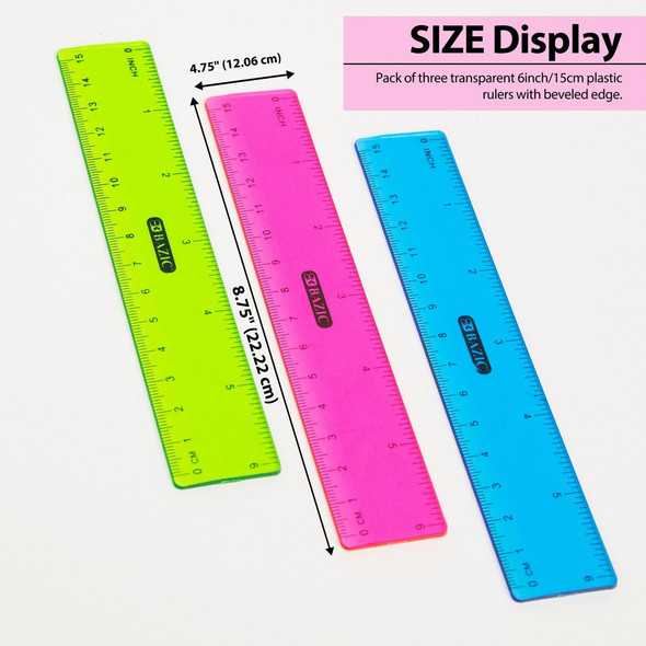 Ruler 6" Plastic 3ct. (ASG R10-P34)