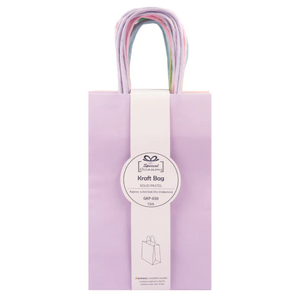Gift Bags Kraft Bags Medium Pastel Colors 12ct