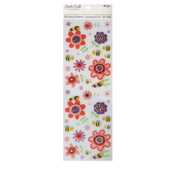 Stickers-Flower, Bees & Caterpillar 3D